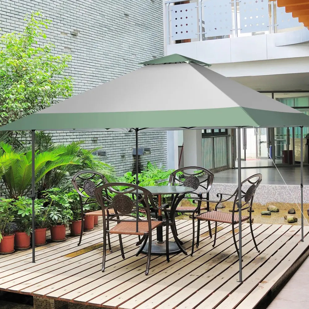 13 x 13 Feet Pop-Up Patio Canopy Tent with Shelter and Wheeled Bag-Gray - Gray - Canopies