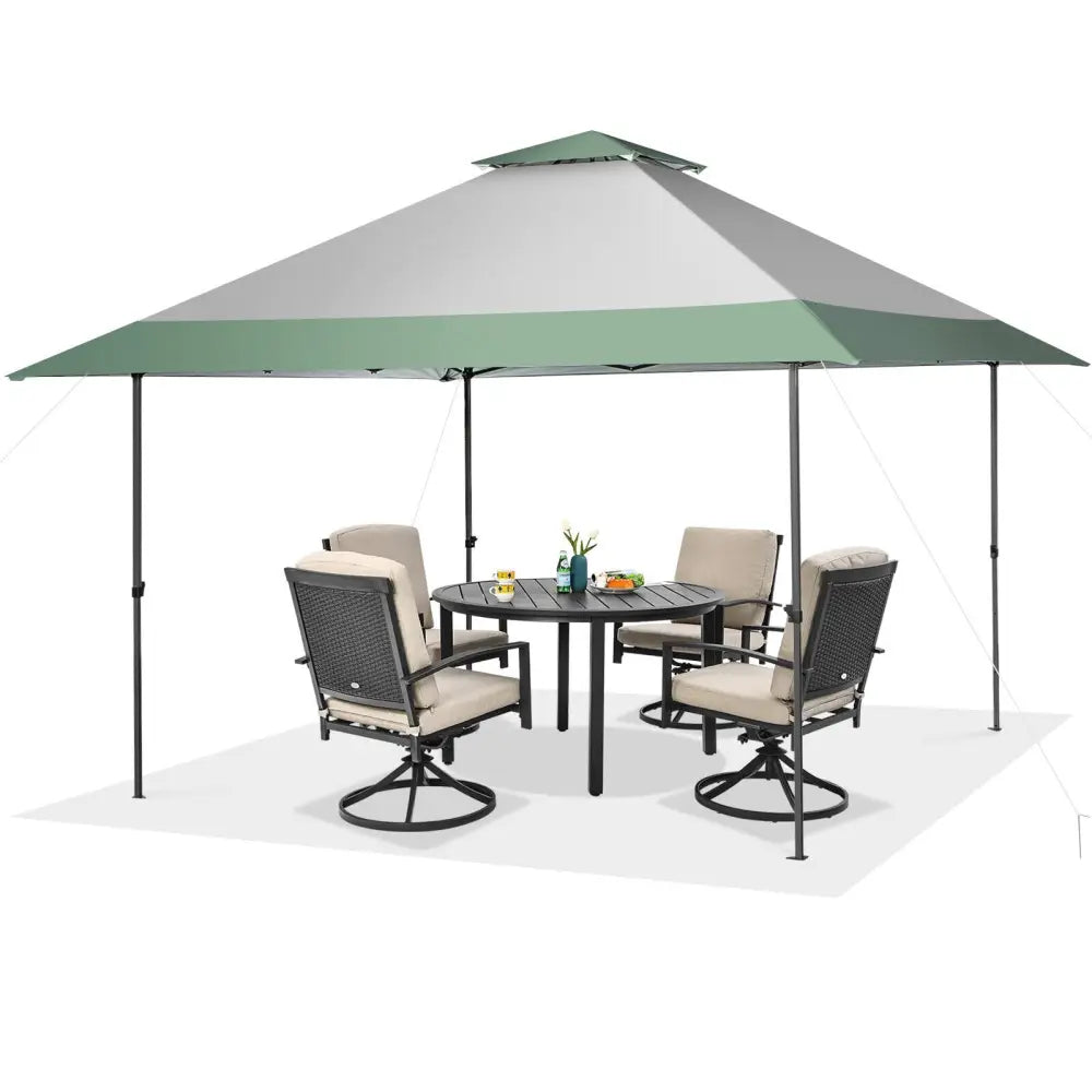 13 x 13 Feet Pop-Up Patio Canopy Tent with Shelter and Wheeled Bag-Gray - Gray - Canopies