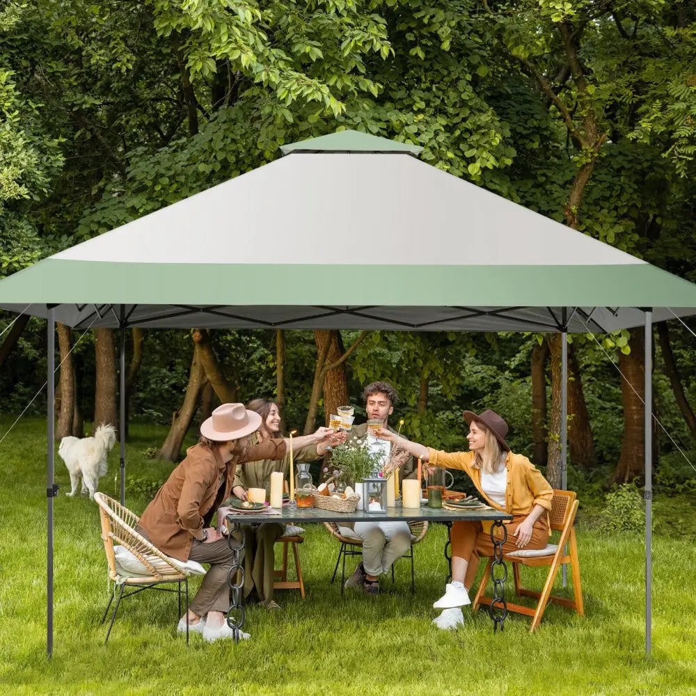 13 x 13 Feet Pop-Up Patio Canopy Tent with Shelter and Wheeled Bag-Gray - Gray - Canopies
