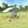 13 x 13 Feet Walk-in Chicken Coop with Waterproof Cover for Outdoor Backyard Farm - White - Chicken Coops