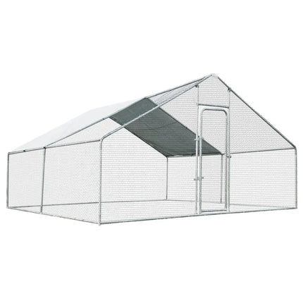 13 x 13 Feet Walk-in Chicken Coop with Waterproof Cover for Outdoor Backyard Farm - White - Chicken Coops