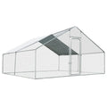 13 x 13 Feet Walk-in Chicken Coop with Waterproof Cover for Outdoor Backyard Farm - White - Chicken Coops