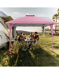 13 X 13 FT Pop up Gazebo with Portable Carrying Bag 8 Stakes and 4 Wind Ropes-Pink - Pink - Gazebos