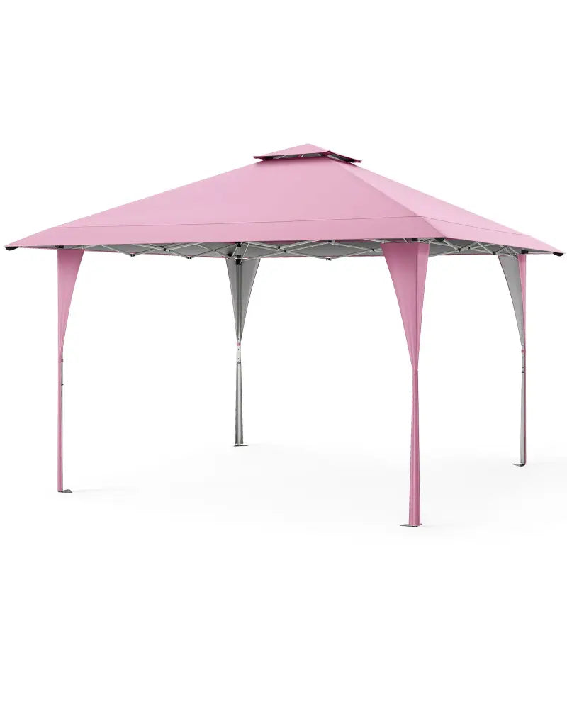 13 X 13 FT Pop up Gazebo with Portable Carrying Bag 8 Stakes and 4 Wind Ropes-Pink - Pink - Gazebos