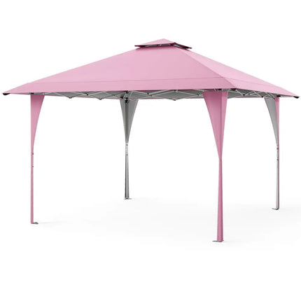 13 X 13 FT Pop up Gazebo with Portable Carrying Bag 8 Stakes and 4 Wind Ropes-Pink - Pink - Gazebos