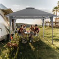 13 X 13 FT Pop up Gazebo with Portable Carrying Bag 8 Stakes and 4 Wind Ropes-Gray - Gray - Gazebos