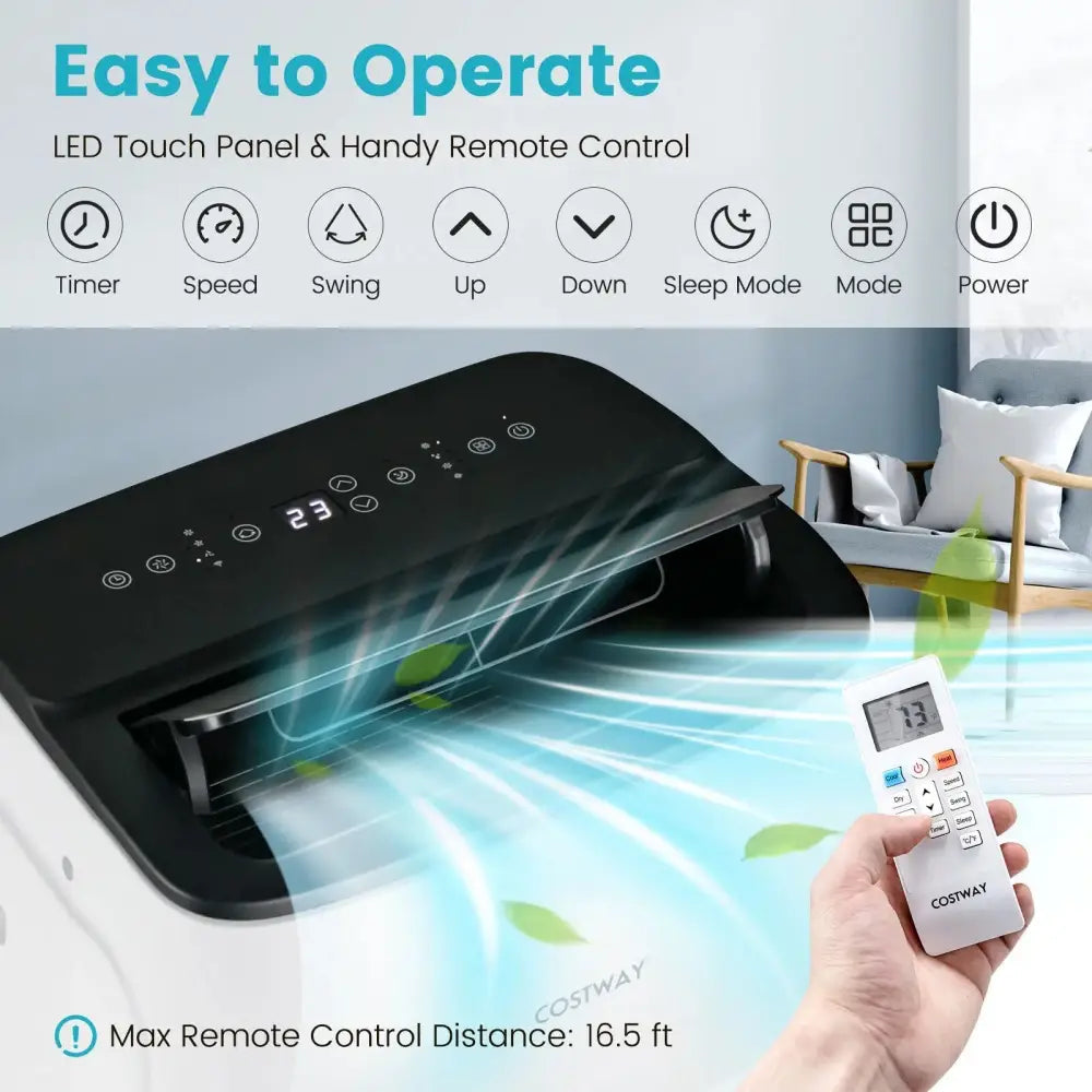 13000 BTU Portable 4-in-1 Air Conditioner with App and Voice Control-White Costway