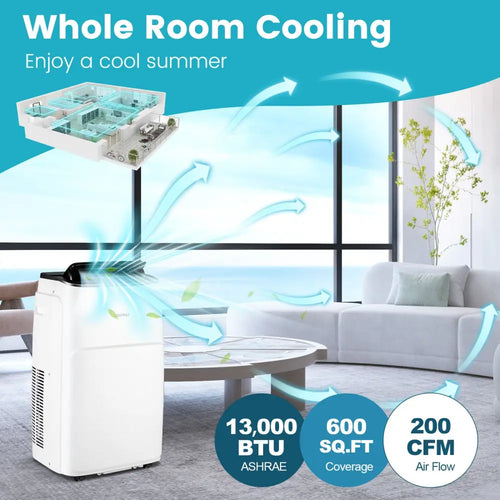 13000 BTU Portable 4-in-1 Air Conditioner with App and Voice Control-White - White - Portable Air Conditioners