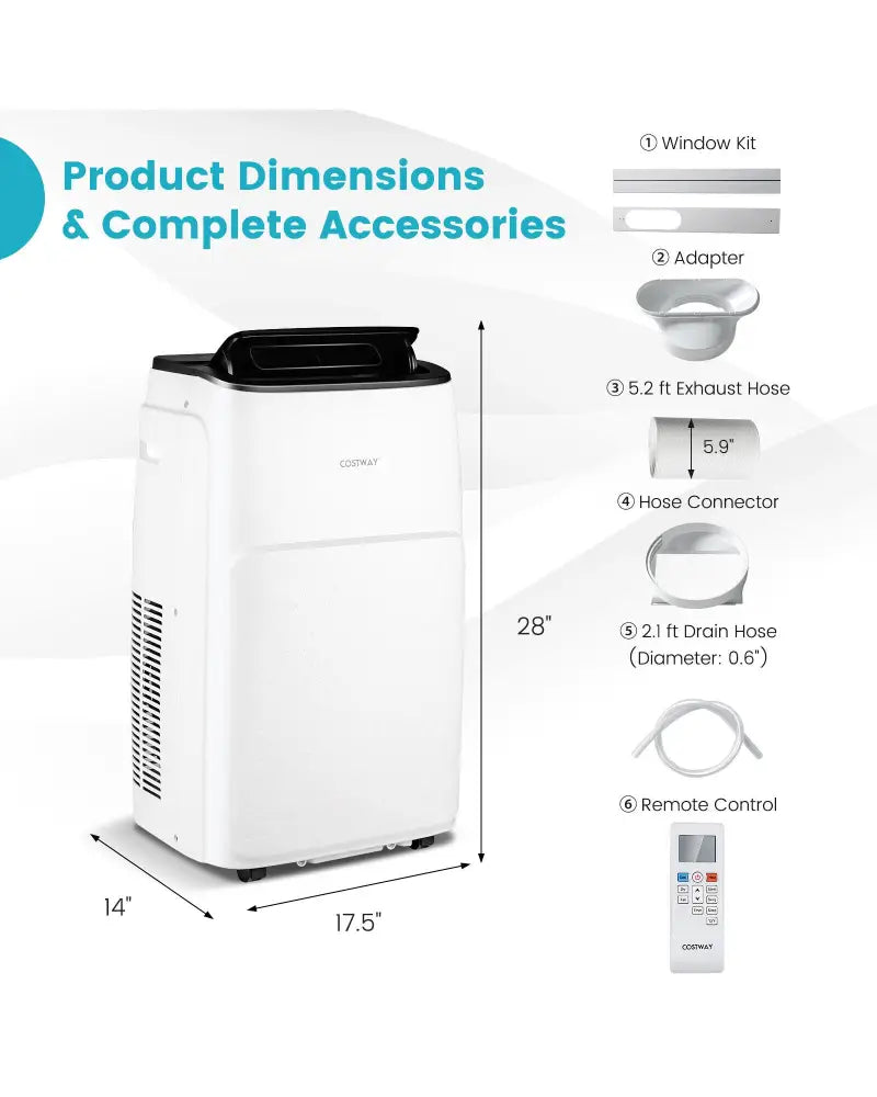 13000 BTU Portable 4-in-1 Air Conditioner with App and Voice Control-White - White - Portable Air Conditioners