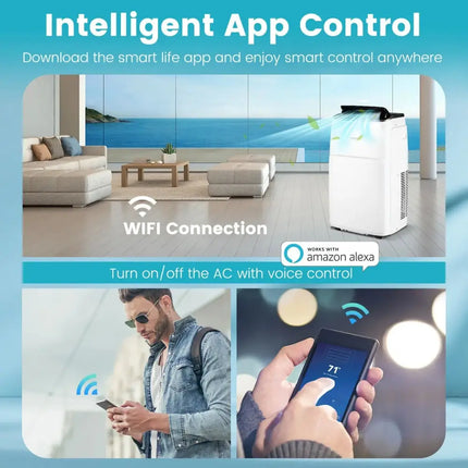 13000 BTU Portable 4-in-1 Air Conditioner with App and Voice Control-White Costway