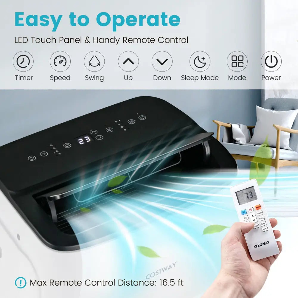 13000 BTU Portable 4-in-1 Air Conditioner with App and Voice Control-White - White - Portable Air Conditioners