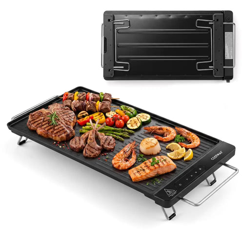 1300W Indoor Electric Grill with Removable Touch Panel-Black - Black - Kitchen Appliances