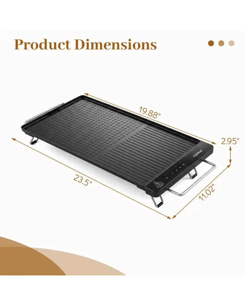 1300W Indoor Electric Grill with Removable Touch Panel-Black - Black - Kitchen Appliances