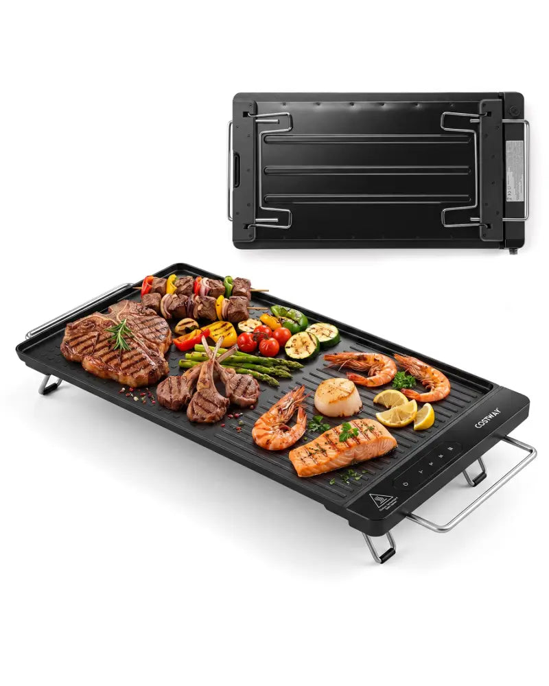 1300W Indoor Electric Grill with Removable Touch Panel-Black - Black - Kitchen Appliances