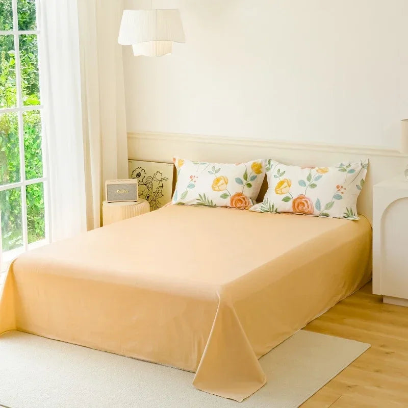 100% Cotton Flat Sheet – Soft, Breathable, Plant Flower Print