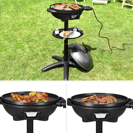 1350 W Outdoor Electric BBQ Grill with Removable Stand Easy to Install-Black - Black - Outdoor Grills