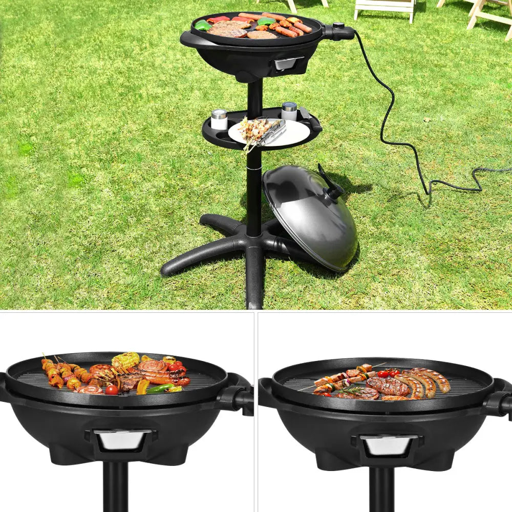 1350 W Outdoor Electric BBQ Grill with Removable Stand Easy to Install-Black - Black - Outdoor Grills