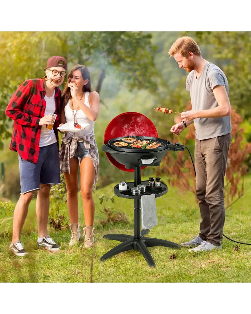 1350 W Outdoor Electric BBQ Grill with Removable Stand Easy to Install-Red - Red - Outdoor Grills