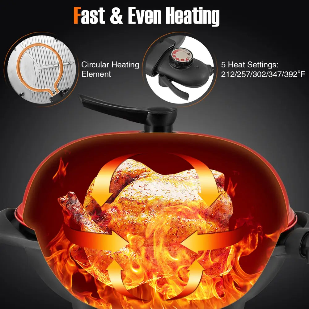 1350 W Outdoor Electric BBQ Grill with Removable Stand Easy to Install-Red - Red - Outdoor Grills