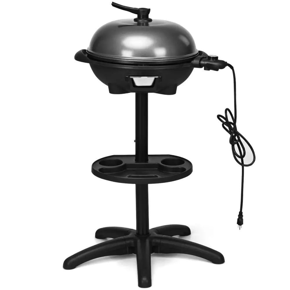 1350 W Outdoor Electric BBQ Grill with Removable Stand Easy to Install-Black - Black - Outdoor Grills