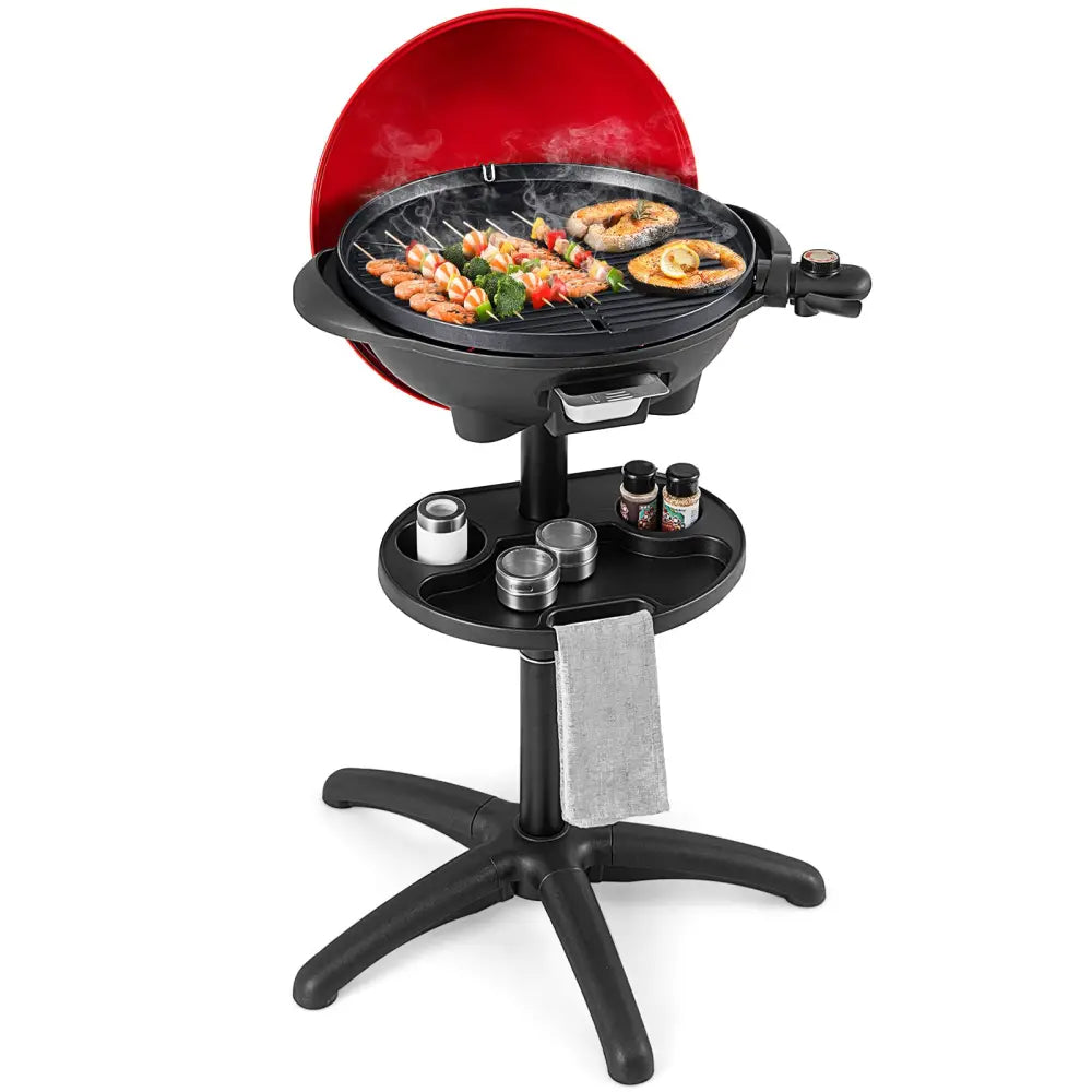 1350 W Outdoor Electric BBQ Grill with Removable Stand Easy to Install-Red - Red - Outdoor Grills