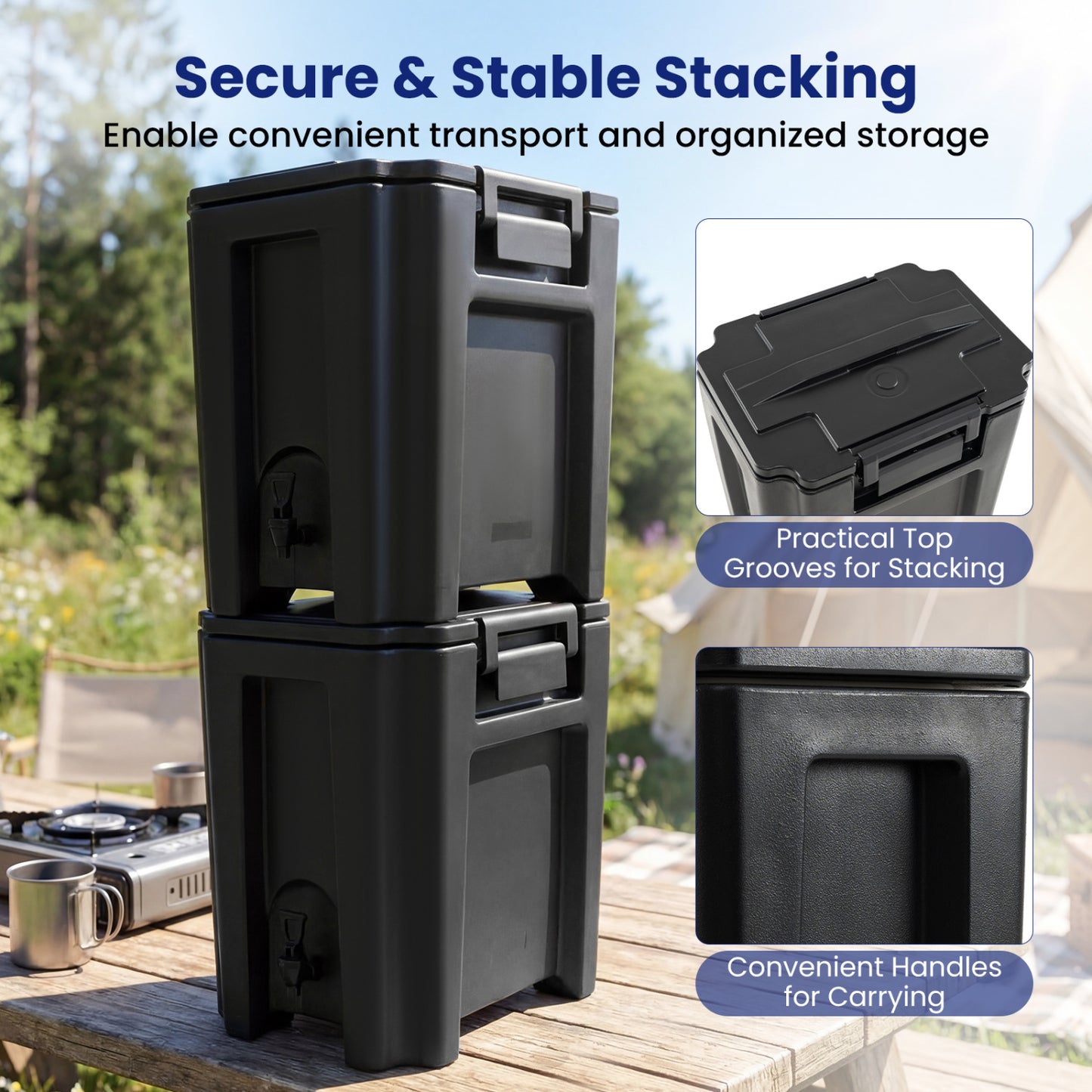 13.2 Gal Insulated Beverage Dispenser Commercial with Two-Stage Faucet-Black