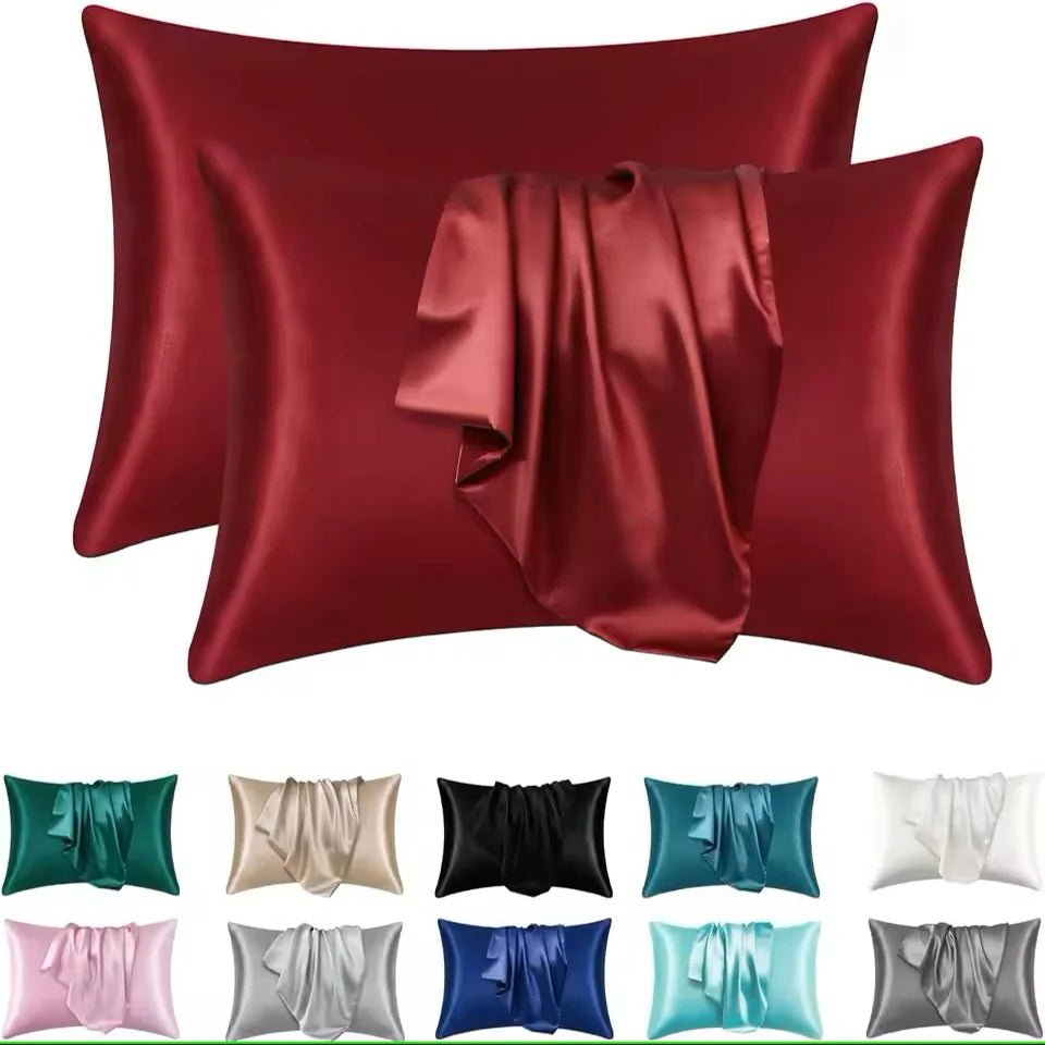2pcs Satin Silk Pillowcase Set – Soft Luxury Pillow Covers