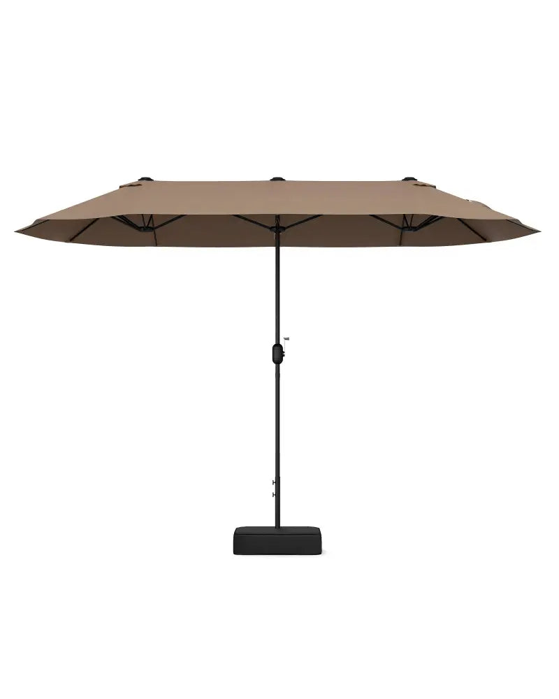 13FT Double-sided Patio Twin Table Umbrella with Crank Handle-Tan - Tan - Outdoor Umbrellas