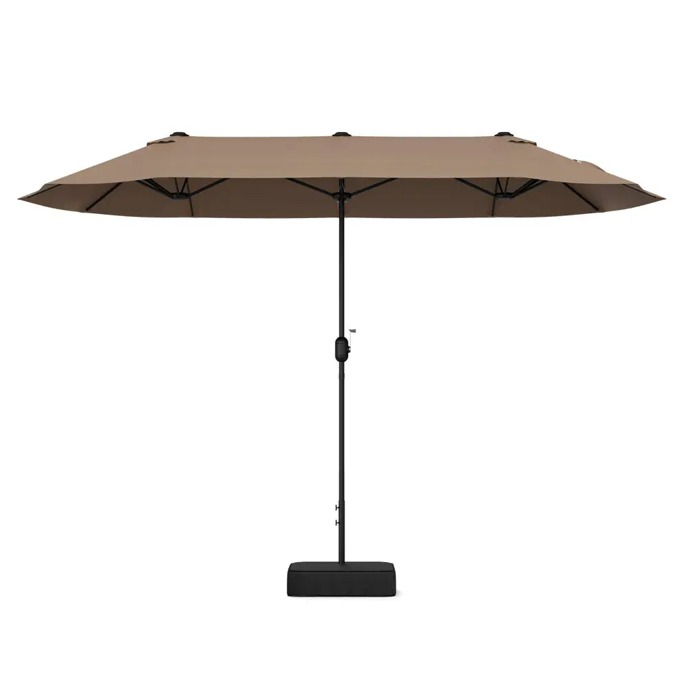 13FT Double-sided Patio Twin Table Umbrella with Crank Handle-Tan - Tan - Outdoor Umbrellas