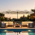 13FT Double-sided Patio Umbrella with Solar Lights for Garden Pool Backyard-Beige - Beige - Outdoor Umbrellas