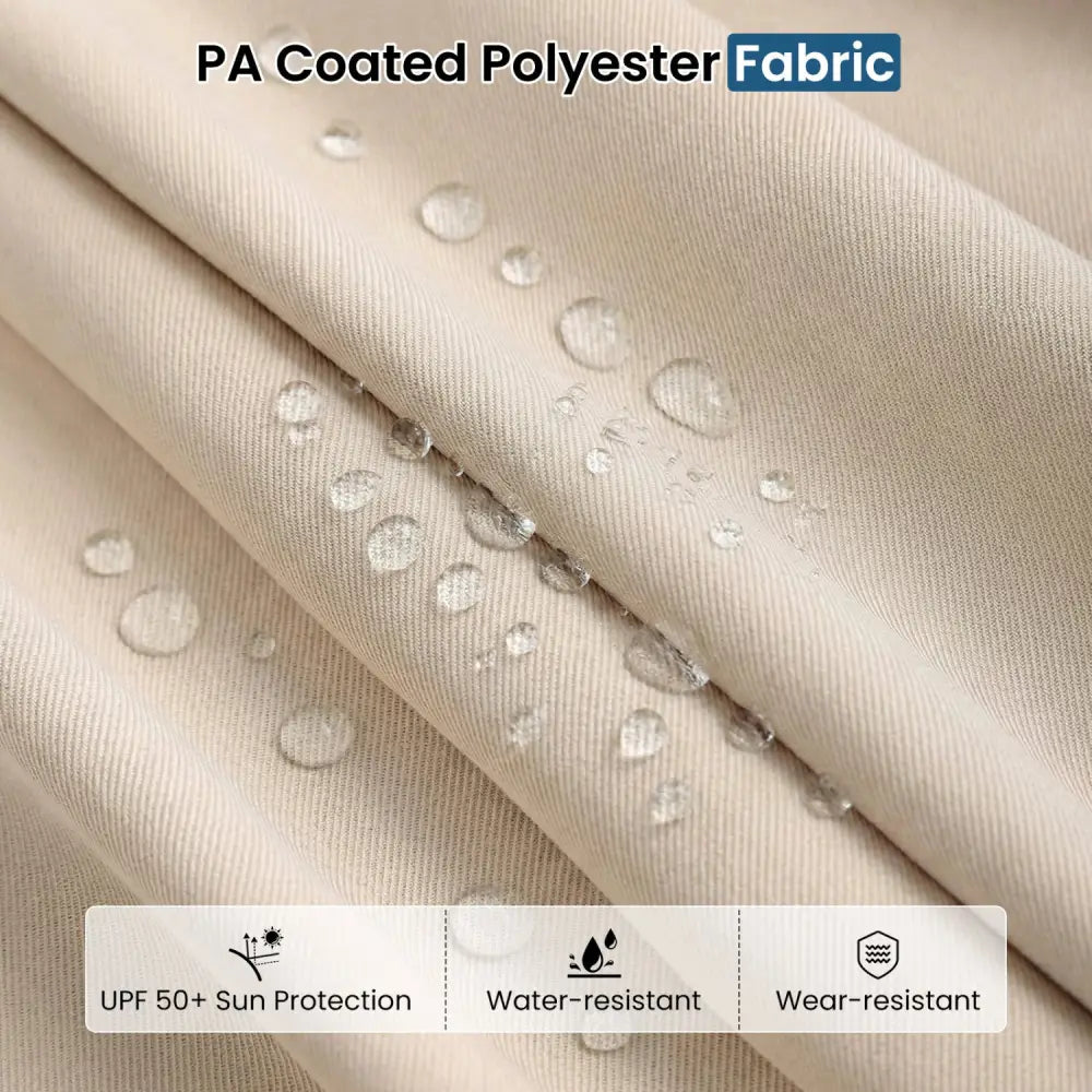 13FT Double-sided Patio Umbrella with Solar Lights for Garden Pool Backyard-Beige - Beige - Outdoor Umbrellas