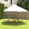13FT Large Metal Hexagonal Chicken Coop with Wire Mesh and Lockable Door - Silver - Chicken Coops