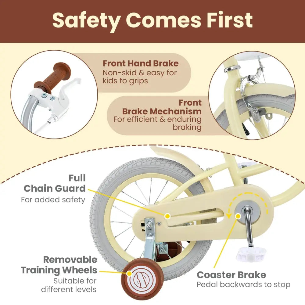 14/16/18 Inch Kids Bike Adjustable with Training Wheels Ages 3 - 8 Years Olds - 18 inches - Oasis Home Essentials