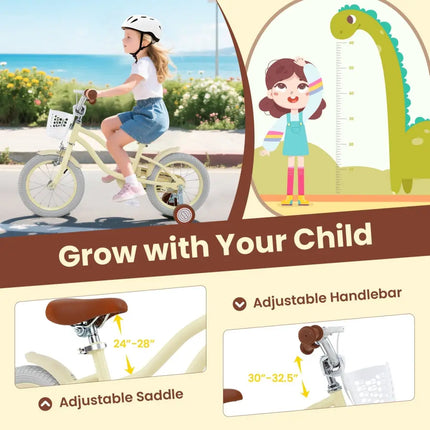 14/16/18 Inch Kids Bike Adjustable with Training Wheels Ages 3 - 8 Years Olds - 18 inches - Oasis Home Essentials