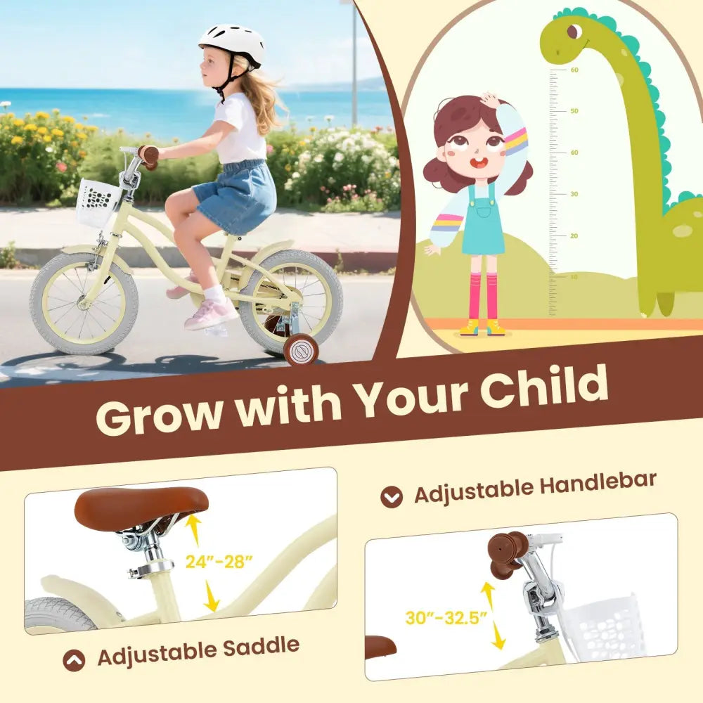14/16/18 Inch Kids Bike Adjustable with Training Wheels Ages 3 - 8 Years Olds - 18 inches - Oasis Home Essentials
