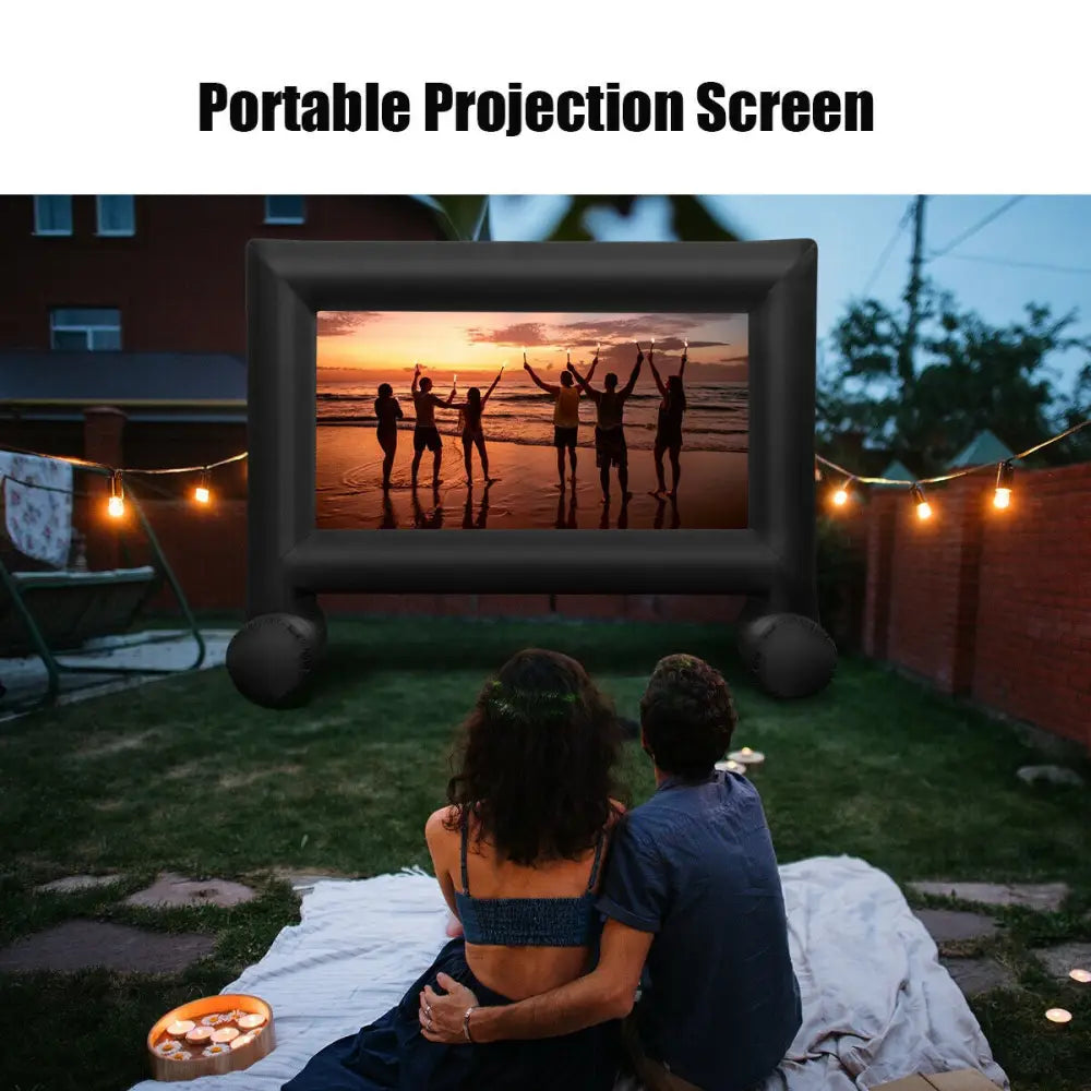 14-20 Feet Inflatable Outdoor Movie Projector Screen with Blower and Carrying Bag-16’ - Game Room