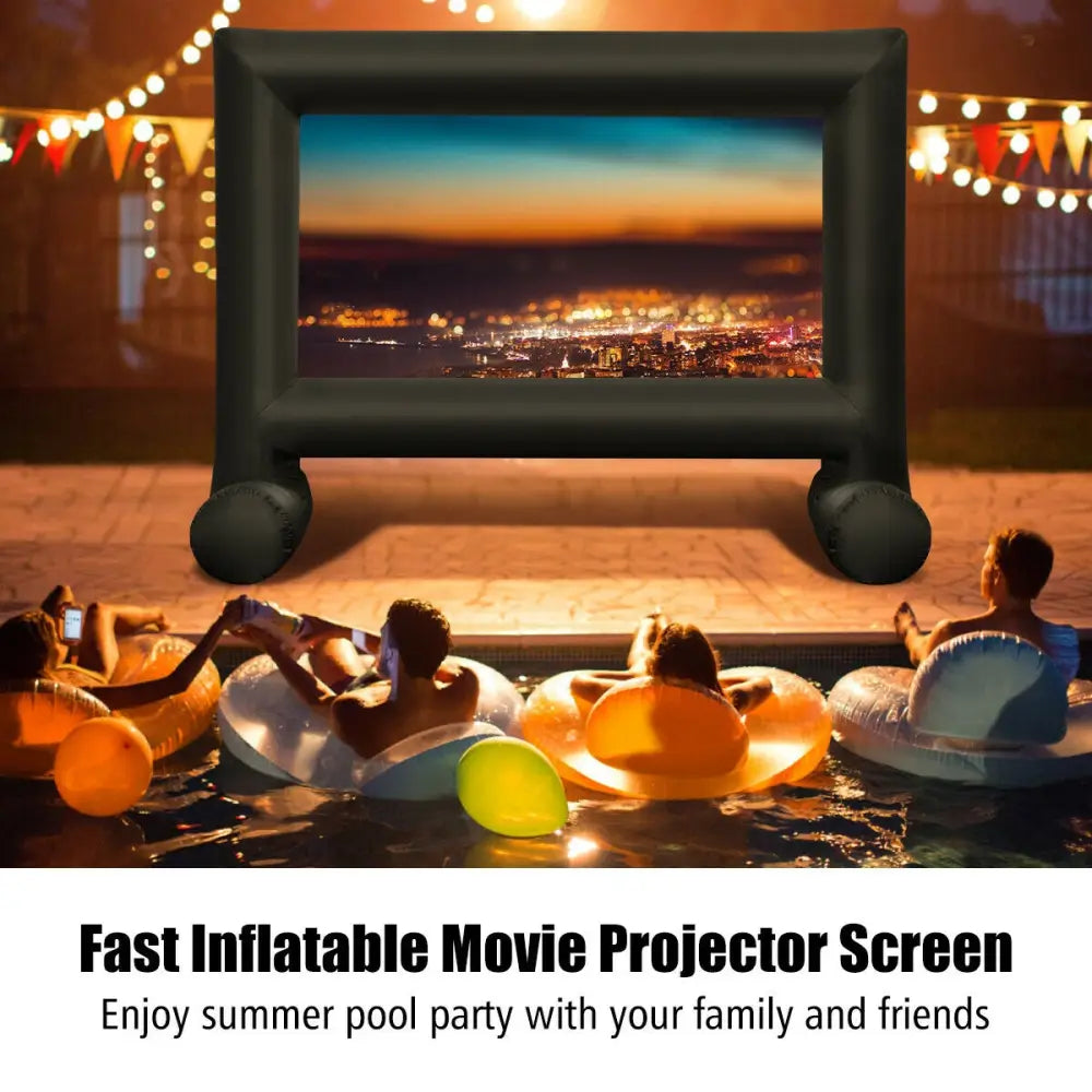 14-20 Feet Inflatable Outdoor Movie Projector Screen with Blower and Carrying Bag-16’ - Game Room