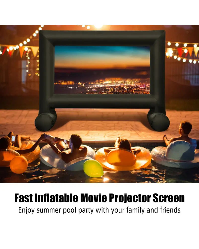 14-20 Feet Inflatable Outdoor Movie Projector Screen with Blower and Carrying Bag-16’ - Game Room