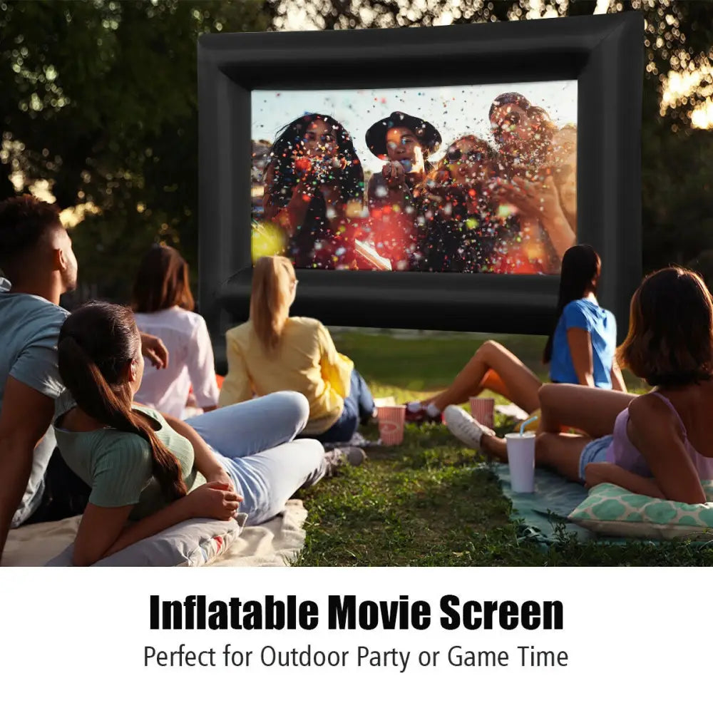 14-20 Feet Inflatable Outdoor Movie Projector Screen with Blower and Carrying Bag-16’ - Game Room