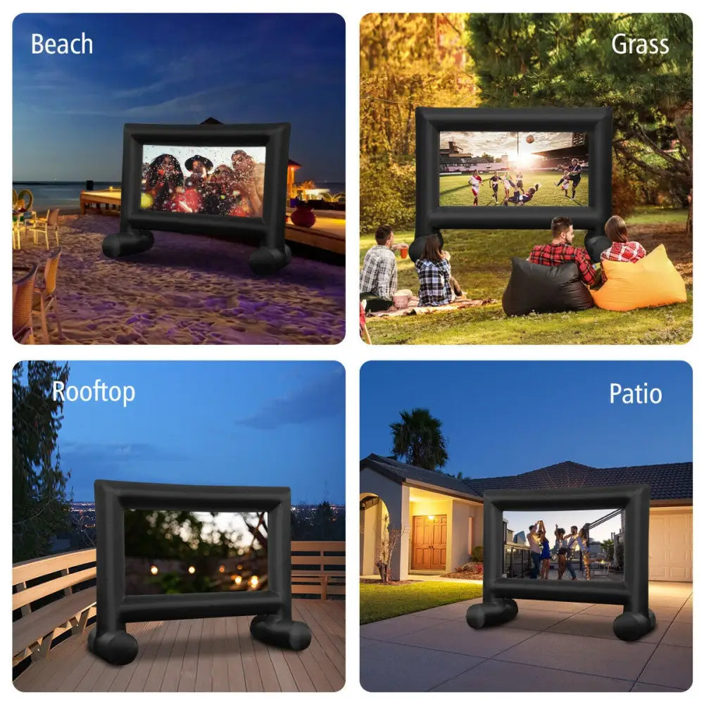 14-20 Feet Inflatable Outdoor Movie Projector Screen with Blower and Carrying Bag-16’ - Game Room