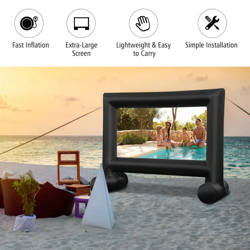 14-20 Feet Inflatable Outdoor Movie Projector Screen with Blower and Carrying Bag-16’ - Game Room