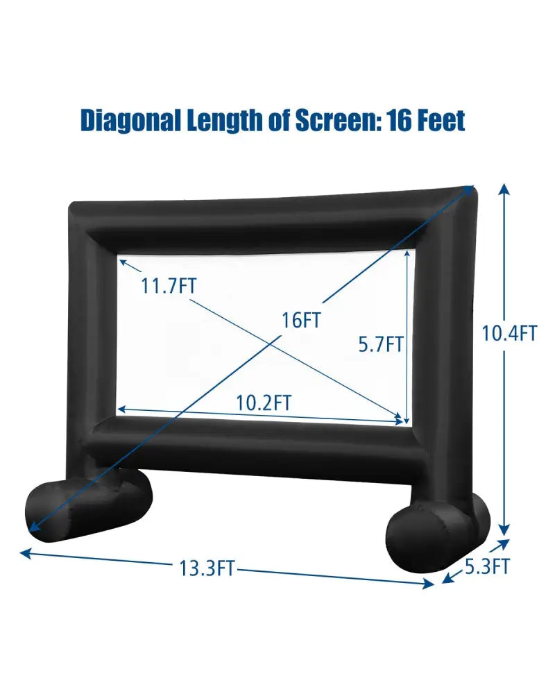14-20 Feet Inflatable Outdoor Movie Projector Screen with Blower and Carrying Bag-16’ - Game Room