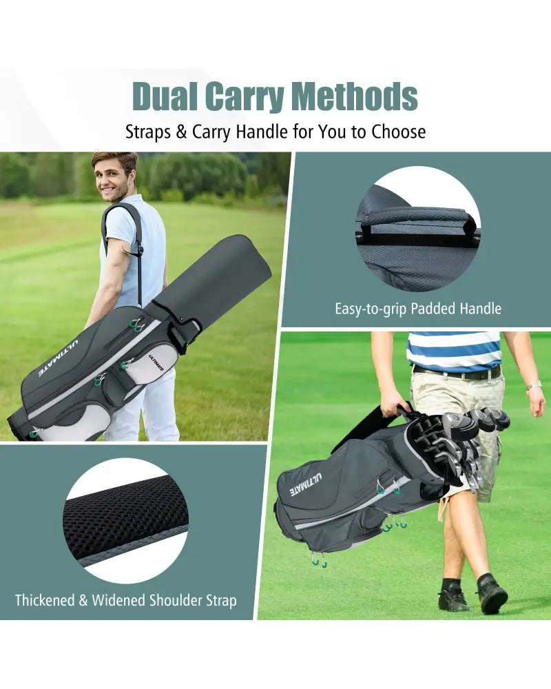 14 Dividers Golf Cart Bag with 7 Zippered Pocket - Golf