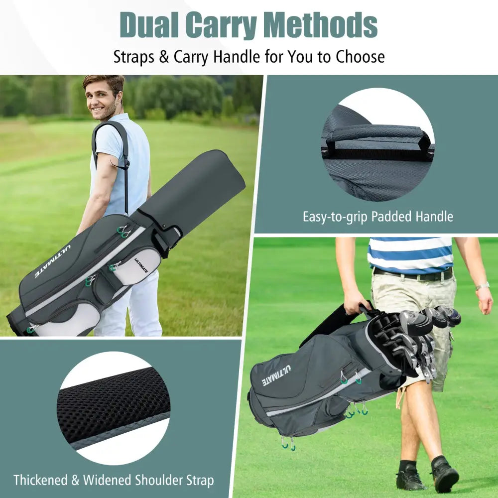 14 Dividers Golf Cart Bag with 7 Zippered Pocket - Golf