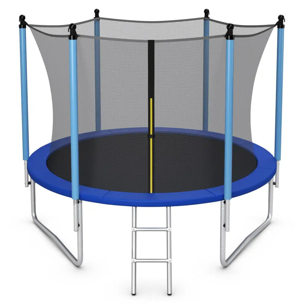 14 Feet Jumping Exercise Recreational Bounce Trampoline with Safety Net - Blue - Trampolines