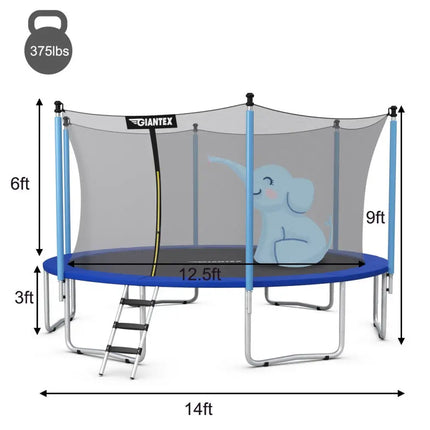 14 ft Trampoline Combo Bounce with Ladder and Enclosure Net - Trampolines