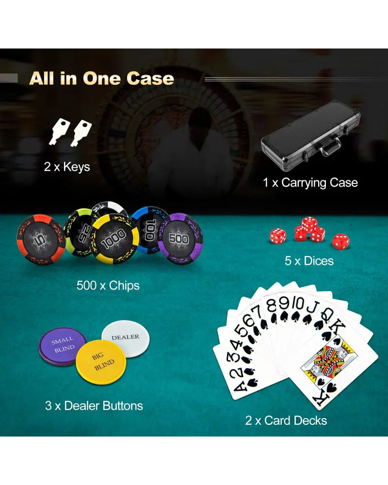 14 Gram Texas Holdem Poker Chip Set - Black - Game Room