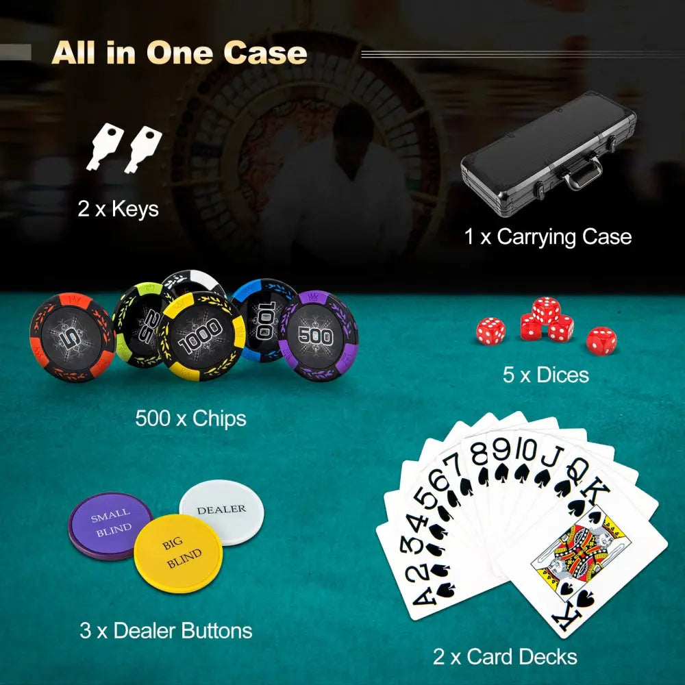 14 Gram Texas Holdem Poker Chip Set - Black - Game Room