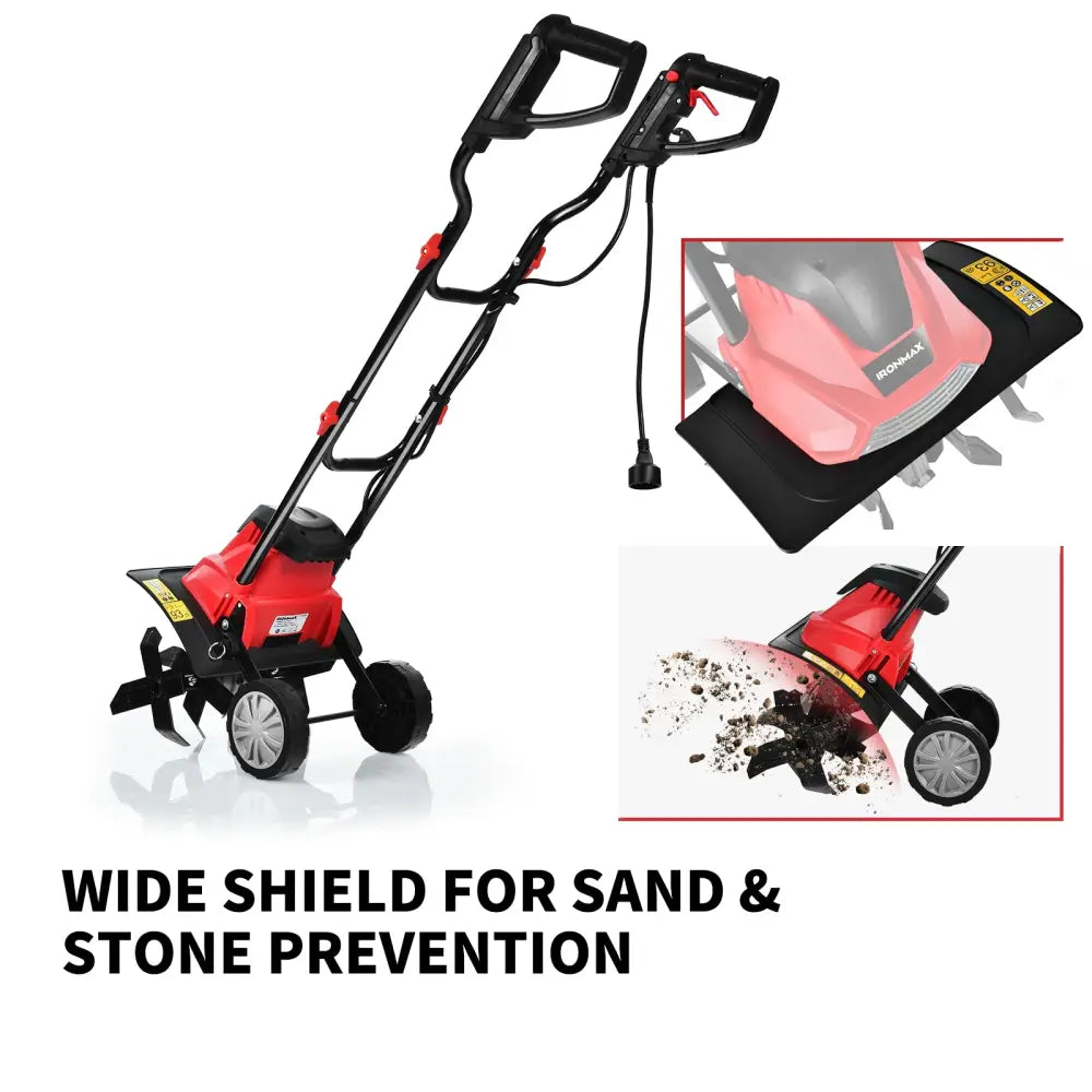 14-Inch 10 Amp Corded Electric Tiller and Cultivator 9-Inch Tilling Depth - Black & Red - Garden Tools