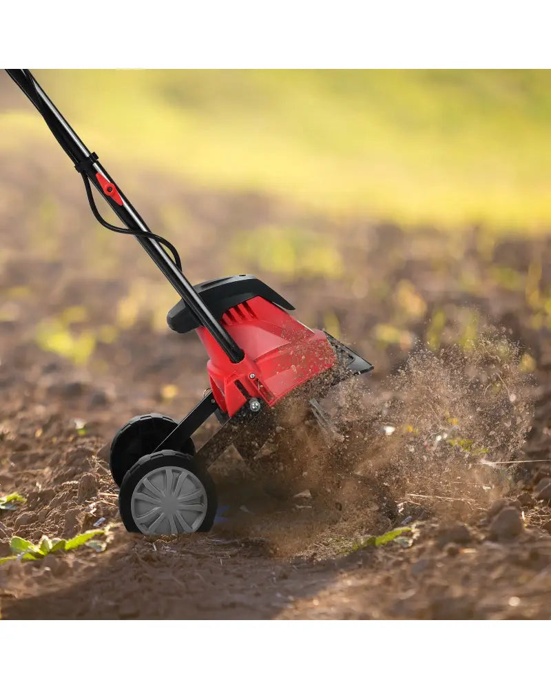 14-Inch 10 Amp Corded Electric Tiller and Cultivator 9-Inch Tilling Depth - Black & Red - Garden Tools